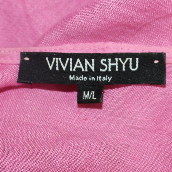 Vivian Shyu Linen oversized pink top tunic ruffle sleeve button Italy sz m/L /XL - Picture 5 of 7